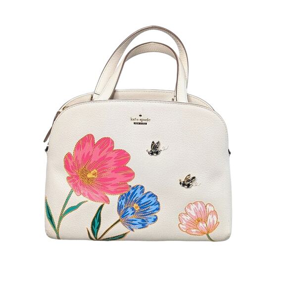Kate Spade Cream Picnic Perfect Bee Lottie Handbag Crossbody Strap Floral Spring - Picture 1 of 12